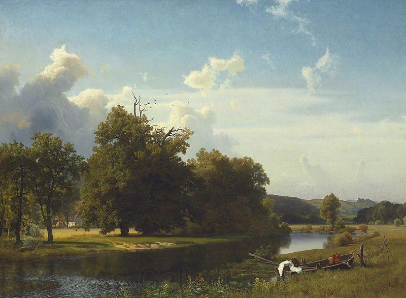 Albert Bierstadt A River Landscape, Westphalia Germany oil painting art